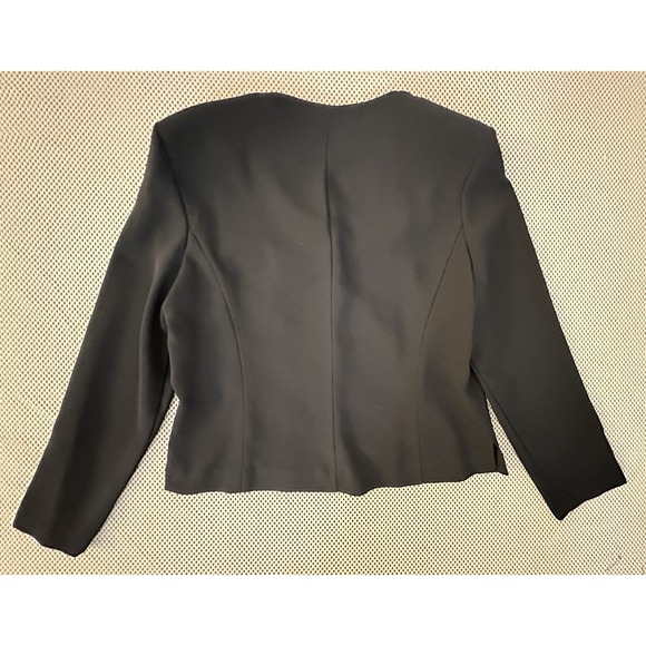 VTG Bob Mackie Studio Black Blazer Women Size 14 Zip Front Studded Career Office - Picture 8 of 9
